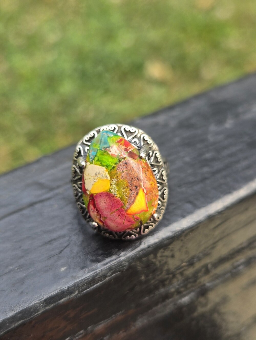 Multi-Color Emperor Stone Mosaic Ring